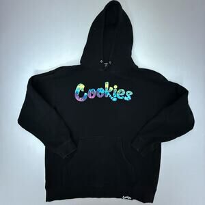 Cookies Black Pullover Hoodie Multicolor Tie Dye Logo Streetwear Size L